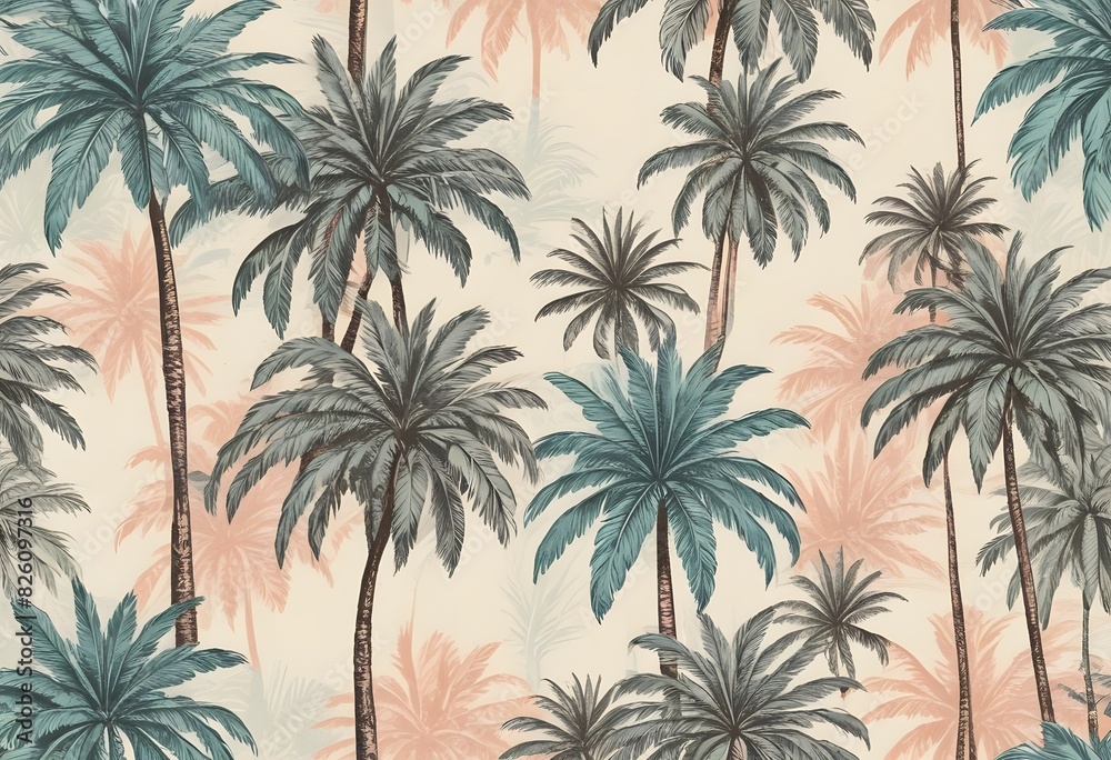 Hand drawn palm tree seamless pattern illustration set. Hawaiian print collection, summer vacation background in vintage art style. Tropical plant painting wallpaper texture Hand drawn palm tree seamless pattern illustration set. Hawaiian print collection, summer vacation background in vintage art style. Tropical plant painting wallpaper texture