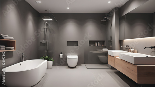 Modern minimalist bathroom interior  Generative AI