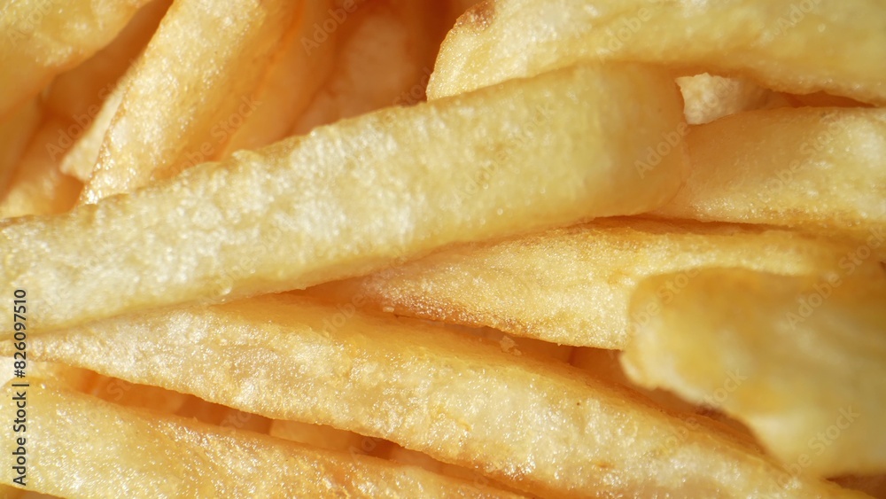 French fries, also known as fries or chips, are thinly cut strips of potatoes that are deep-fried until crispy and golden brown. Food concept. Shot with 24mm probe macro lens. French fries background. French fries, also known as fries or chips, are thinly cut strips of potatoes that are deep-fried until crispy and golden brown. Food concept. Shot with 24mm probe macro lens. French fries background.