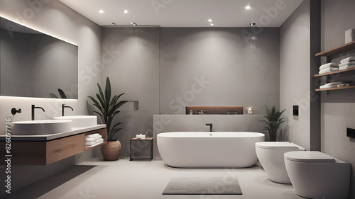 Modern minimalist bathroom interior  Generative AI