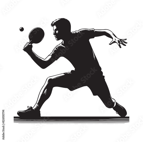 table tennis player pose Silhouette illustration vector