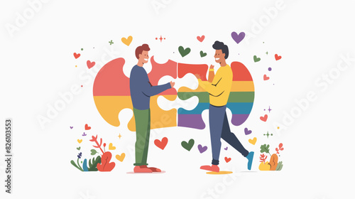 LGBT homosexual love concept. LGBTQ couple match. 