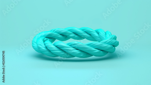 Minimalistic turquoise twisted rope ring on a harmonious background, showcasing elegant design and vibrant color. Suitable for jewelry and fashion projects.