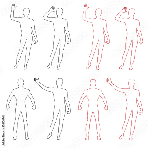 Fashion man body full length bald hi front view template figure, vector illustration isolated on white background