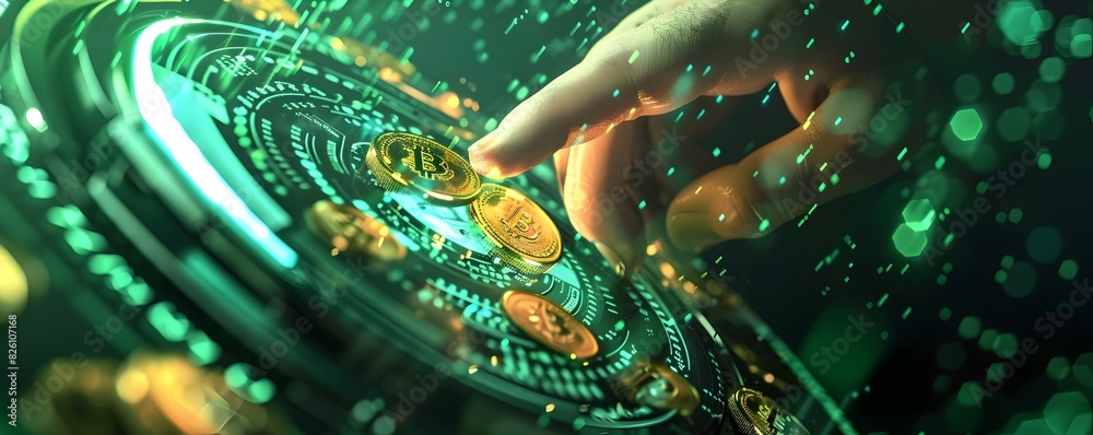 Obraz premium Hacker s Intrusion into a Digital Safe Amidst Swirling Green Code