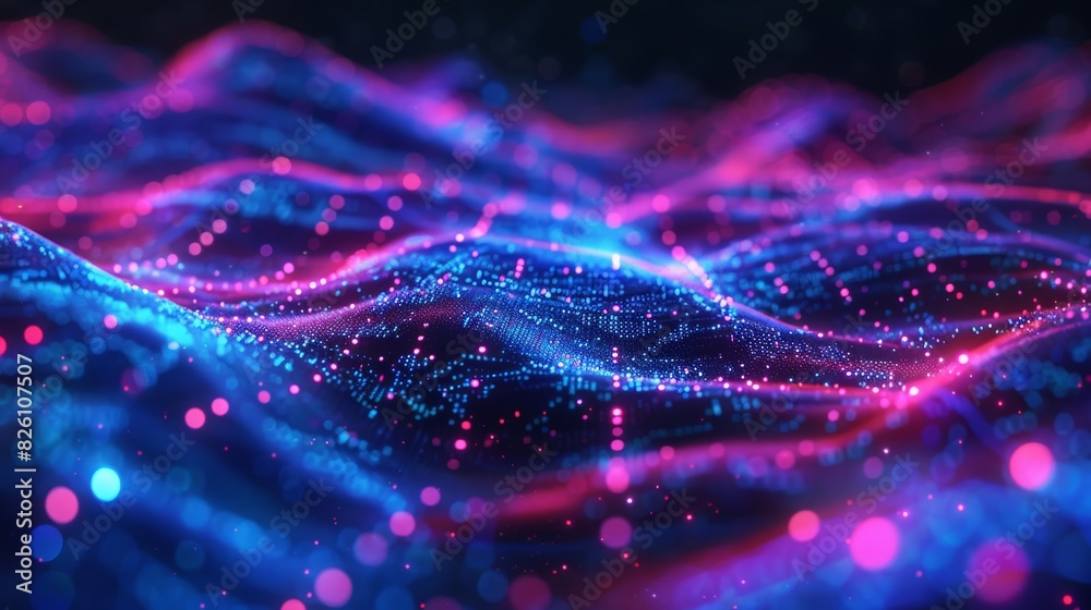 Abstract digital wave background with flowing particles and vibrant colors. Future technology concept with glowing dots and wavy lines. Abstract digital wave background with flowing particles and vibrant colors. Future technology concept with glowing dots and wavy lines.