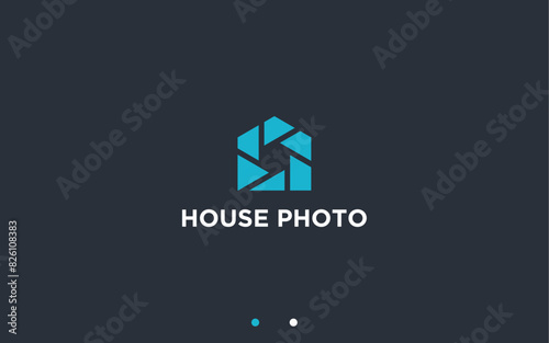 house with lens logo design vector silhouette illustration