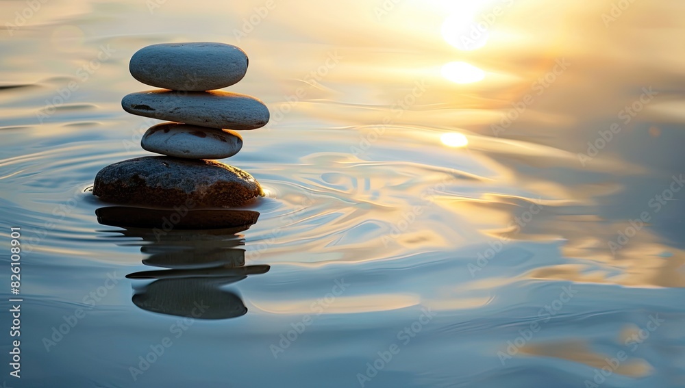 Zen Stone Stack in Serene Water