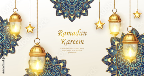 3D Islamic lantern star and splendid pattern decoration. suitable for Ramadan, Raya Hari, Eid al Adha Islamic holiday