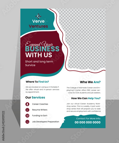 Business flyer design template. Unique shapes and formal vector flyer design template. 