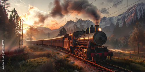 Magical Tales Unfold on the Steam Morning Train, Fantasy Delights photo
