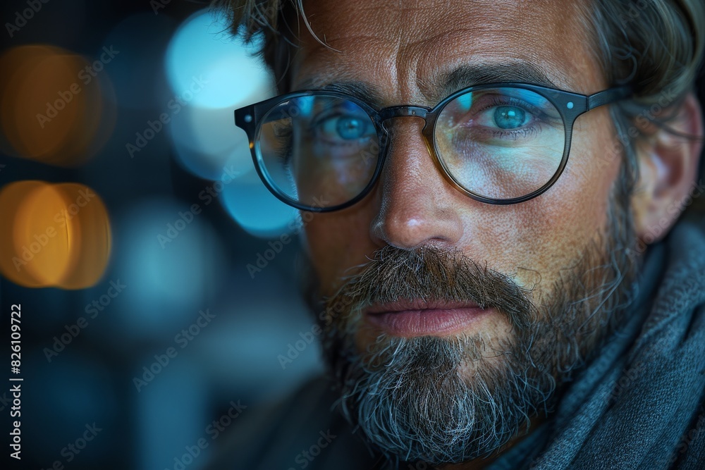 A side profile shot capturing the ear and eyeglasses of an individual with bokeh lights A side profile shot capturing the ear and eyeglasses of an individual with bokeh lights