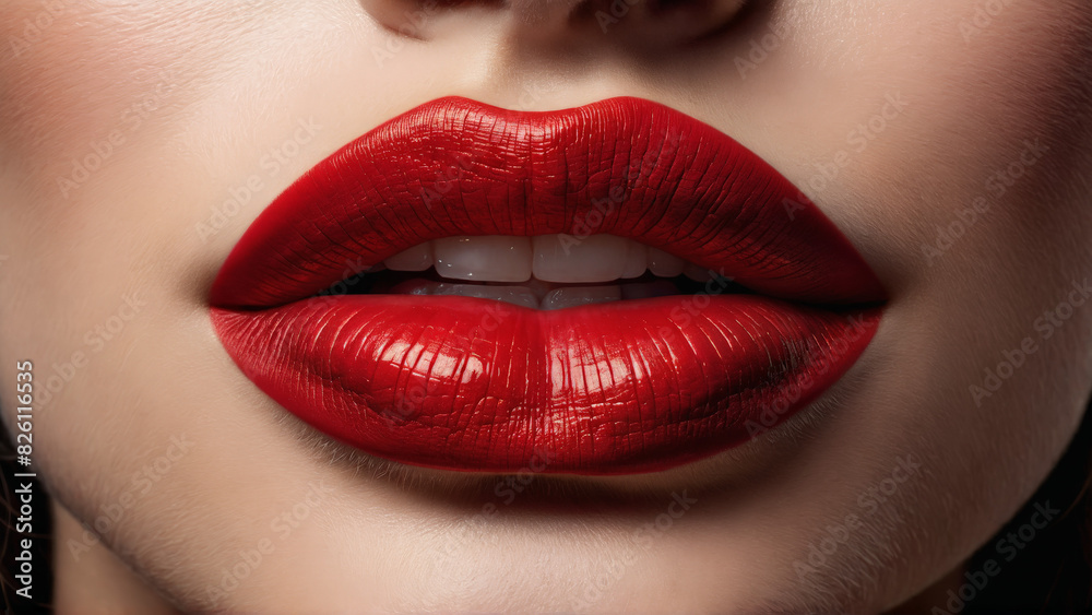 Bold Lips Close up of a woman with bold scarlet lips fair skin and a Bold Lips Close up of a woman with bold scarlet lips fair skin and a
