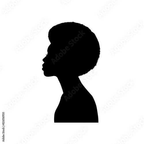 silhouette of african american young woman face profile, black women - vector illustration