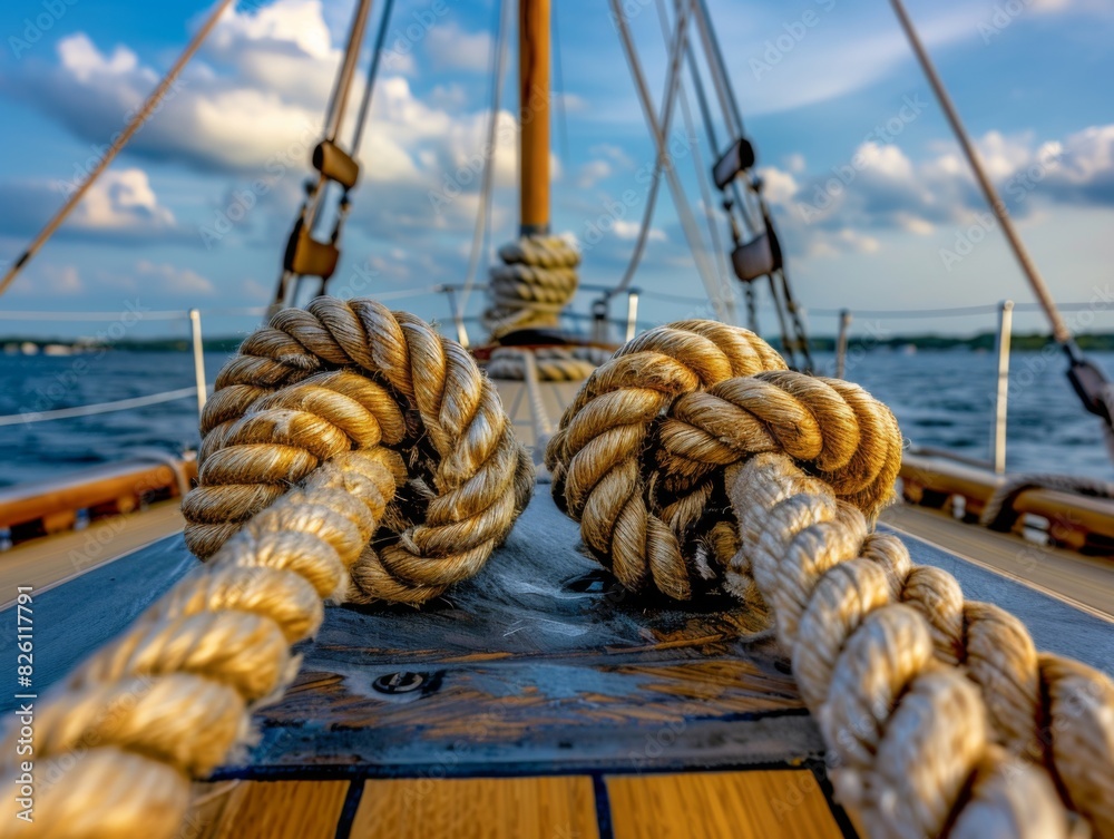 Obraz premium Detailed close up of a yachts rope.