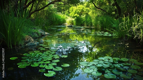 A pond between the trees UHD wallpaper