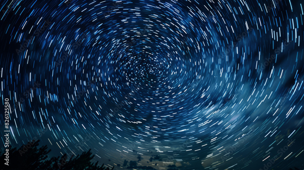 Mesmerizing starry night sky with circular star trails Stock Photo ...