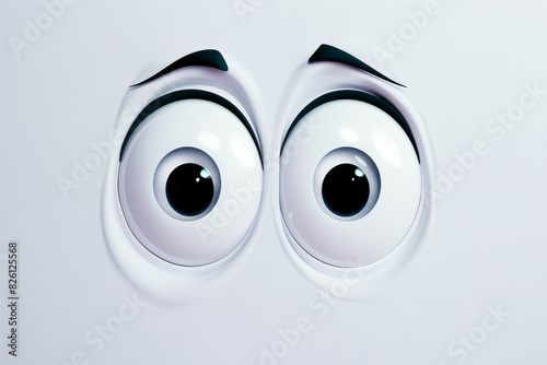 Funny surprised cartoon face with big expressive eyes