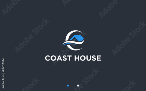 coastal house logo design vector silhouette illustration