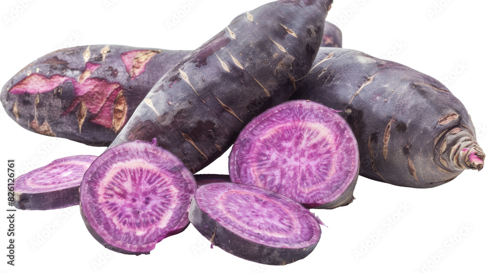 A detailed view of various purple vegetables gathered closely together, showing their unique hues and textures A detailed view of various purple vegetables gathered closely together, showing their unique hues and textures
