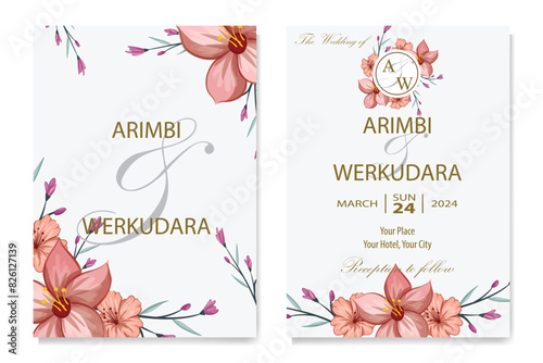 Decorative floral foliage ornamentation for wedding invitations infuses your stationery with natural elegance, evoking the romance and beauty of blooming gardens