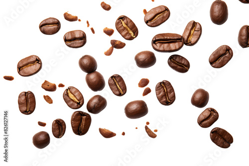 Falling coffee isolated on transparent background, png, cut out.