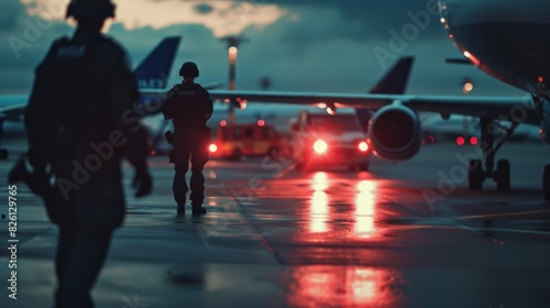 Wallpaper Mural A group of individuals walking across the tarmac at an airport. Torontodigital.ca