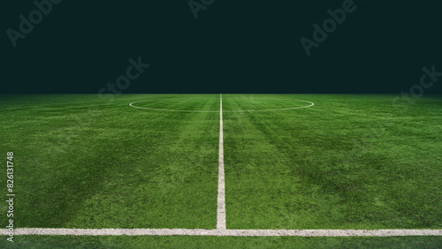 green textured soccer game field - center, midfield