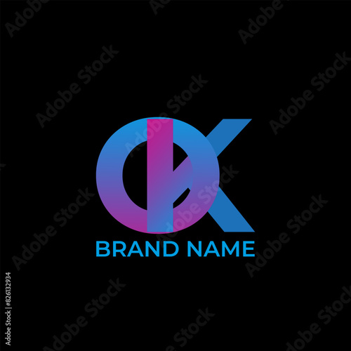 OK, KO letter abstract logo design