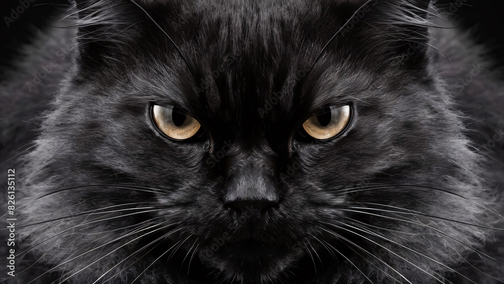 close up of a cat, sleek, dark cat with intense eyes. Silky fur, shiny highlights, mysterious vibe. Crisp, surreal portrait, animals 4k Footage close up of a cat, sleek, dark cat with intense eyes. Silky fur, shiny highlights, mysterious vibe. Crisp, surreal portrait, animals 4k Footage