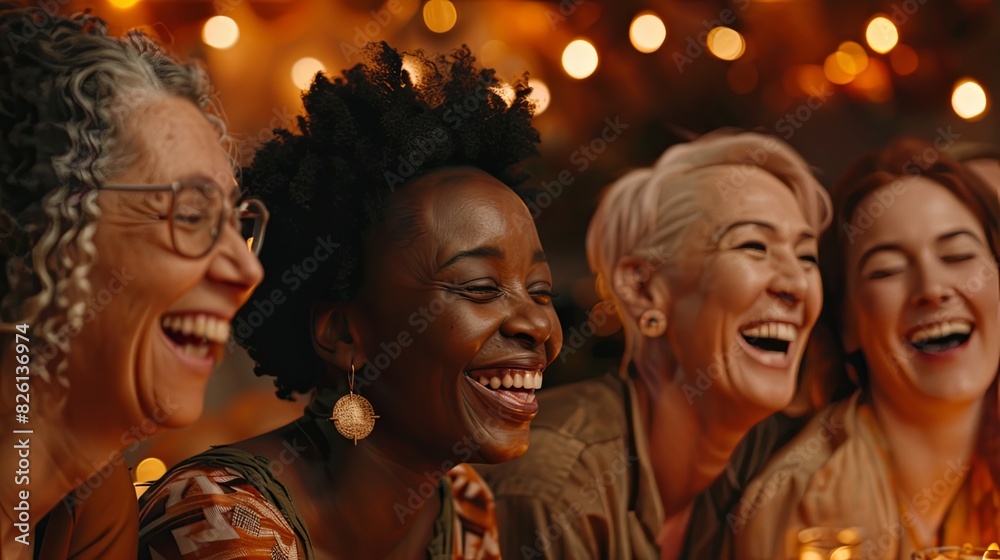 Diverse Friends Hugging and Laughing.
