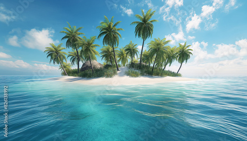 Tropical beach with palm trees during a sunny day