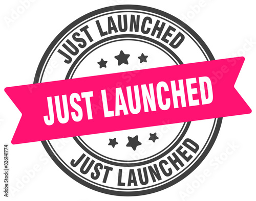 just launched stamp. just launched label on transparent background. round sign