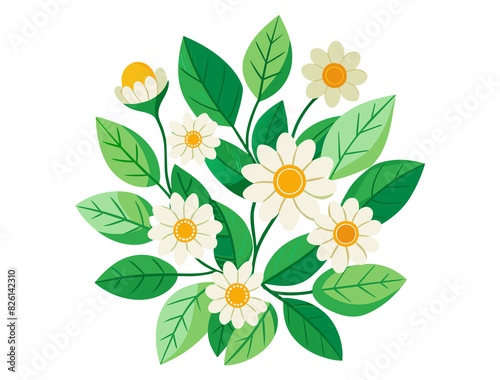 beautiful flowers with leafs decorative icon vector illustration design vector illustration design