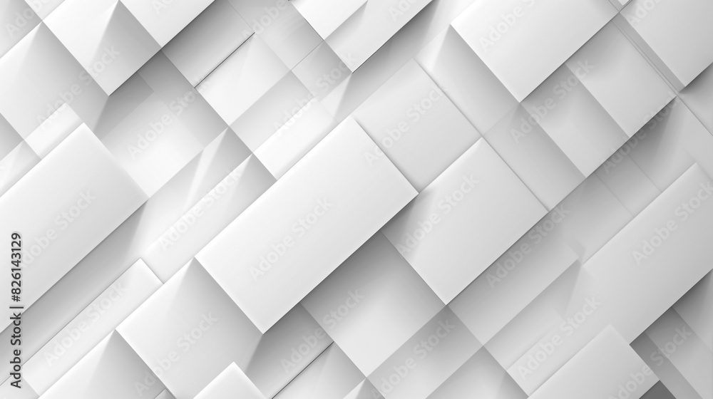 abstract 3d square white technology communication concept background. Random shifted white cube square boxes block background wallpaper banner with copy space.