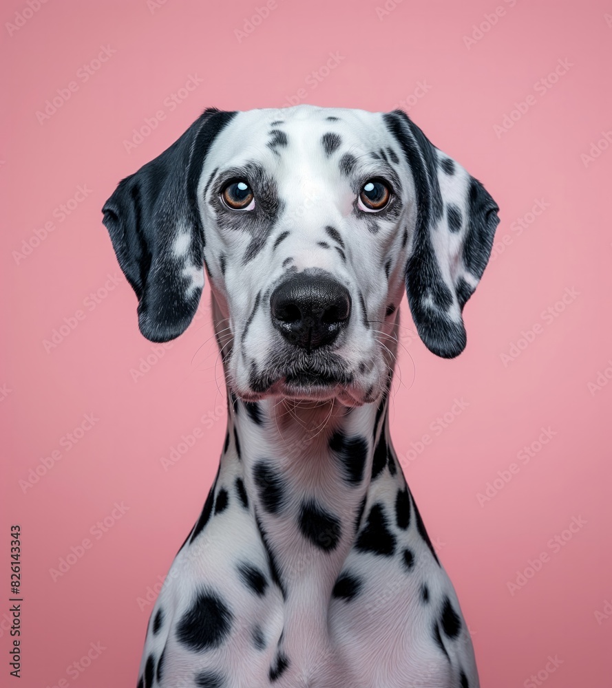 Adorable Dalmatian Dog Against Pink Background Adorable Dalmatian Dog Against Pink Background