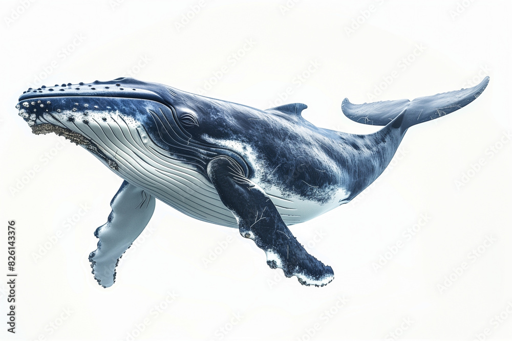 Fototapeta premium Blue whale on a white background