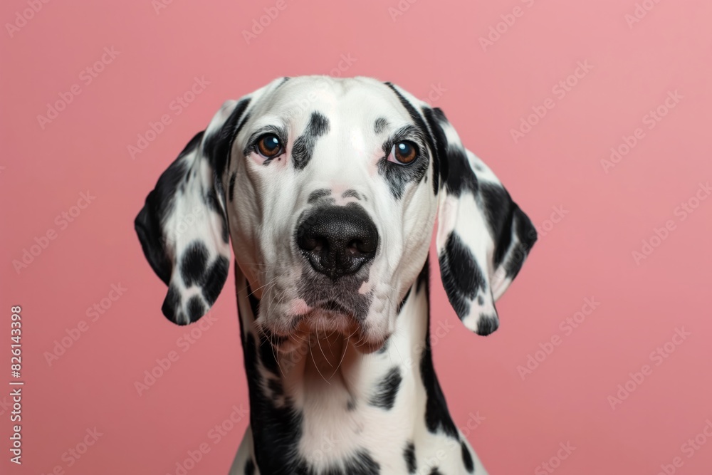 Adorable Dalmatian Dog Against Pink Background Adorable Dalmatian Dog Against Pink Background