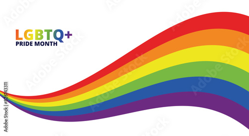 PRIDE month background for festival parades, parties, and social events. Colorful rainbow flag on colorful background. Vector design template