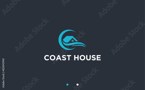 coastal house logo design vector silhouette illustration
