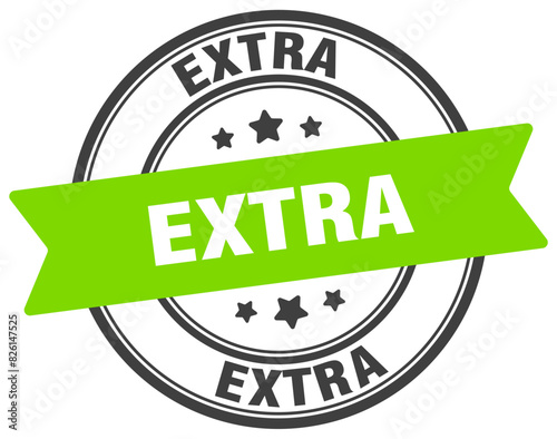 extra stamp. extra label on transparent background. round sign
