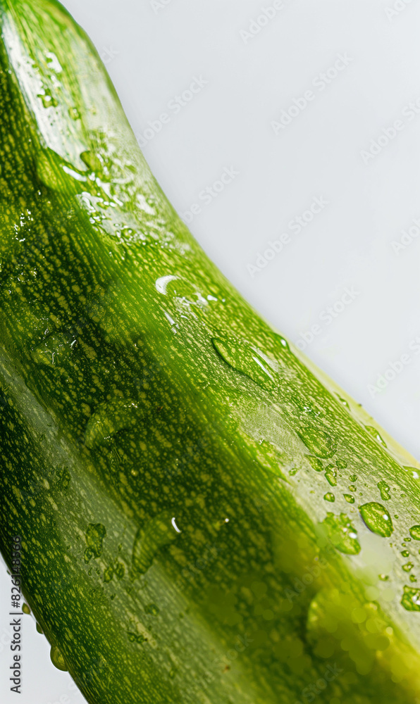 Closeup of zucchini texture with bumpy vibrant green surface