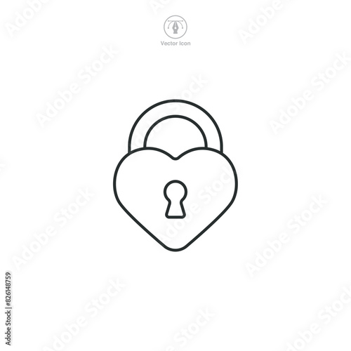 Heart with Lock Icon symbol vector illustration isolated on white background