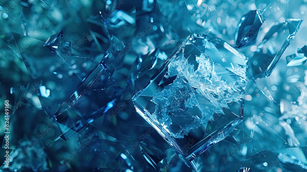 Shattered glass blue UHD wallpaper