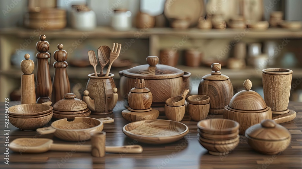The collection of wooden kitchen set on gray background UHD wallpaper The collection of wooden kitchen set on gray background UHD wallpaper