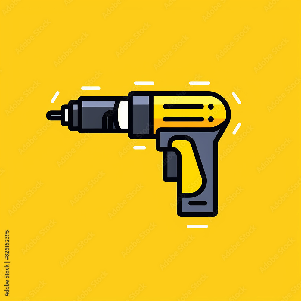 Fototapeta premium Power_Drill_Modern_Line_Icon_Vector_Line_Art_CuteIcon