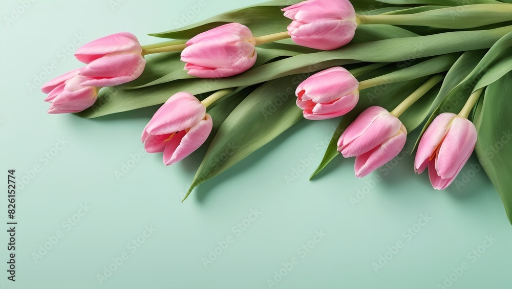bouquet of tulip flowers, flower frame on
mint green background, Greeting floral card template with copy space, Summer Background, Birthday, Valentine’s Day, Flat lay, top view, space for text
bouquet of tulip flowers, flower frame on
mint green background, Greeting floral card template with copy space, Summer Background, Birthday, Valentine’s Day, Flat lay, top view, space for text