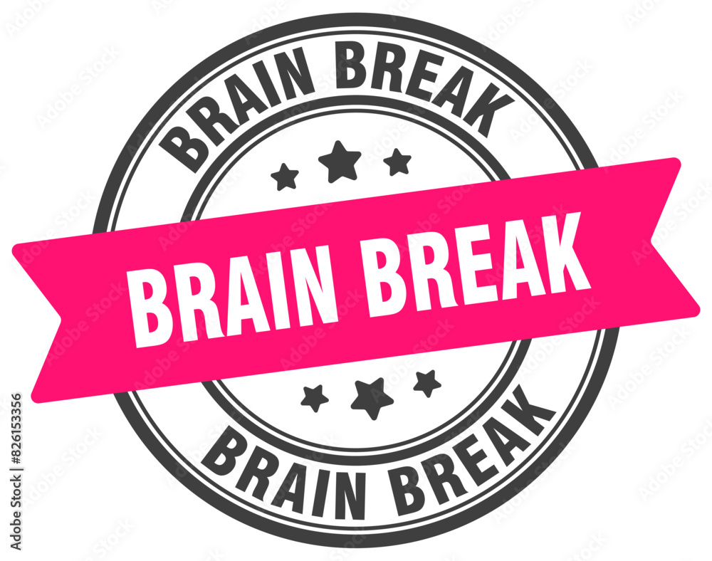 brain break stamp. brain break label on transparent background. round sign
