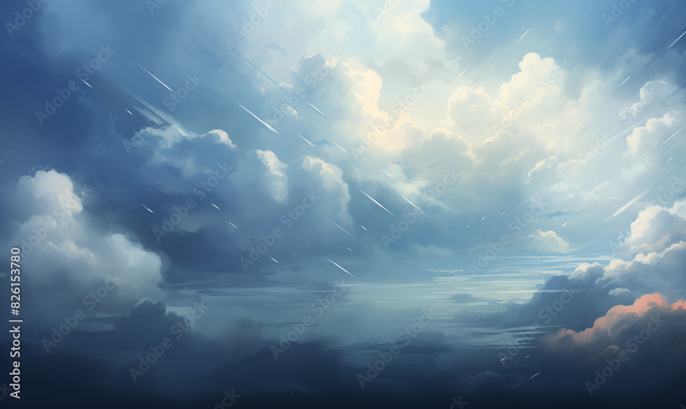 Rainy Sky with Light Streaks Through Clouds Rainy Sky with Light Streaks Through Clouds