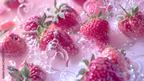A close up of a bunch of strawberries floating in a pool of water